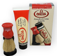Omega Shaving Cream Brush Set - Pennello Crema da barba - Italy - New - NIB