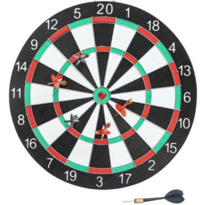 Dartboard Game Set 6 darts 2 Sided Board 16in Indoor Outdoor Game Gift Idea