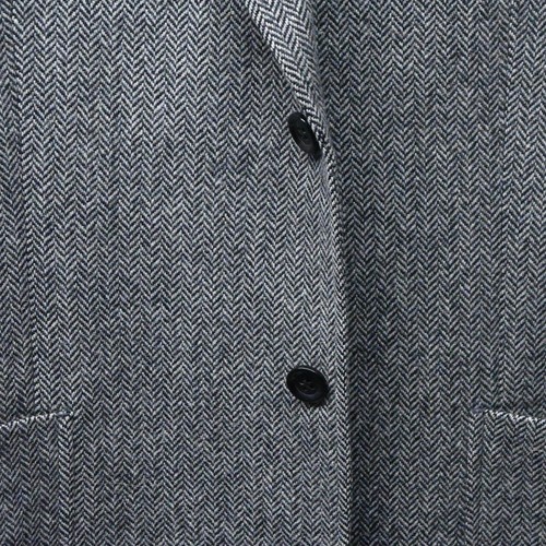 Express 44R Gray Herringbone Tweed Wool 2 Button Blazer Jacket Sport Coat - Picture 2 of 10