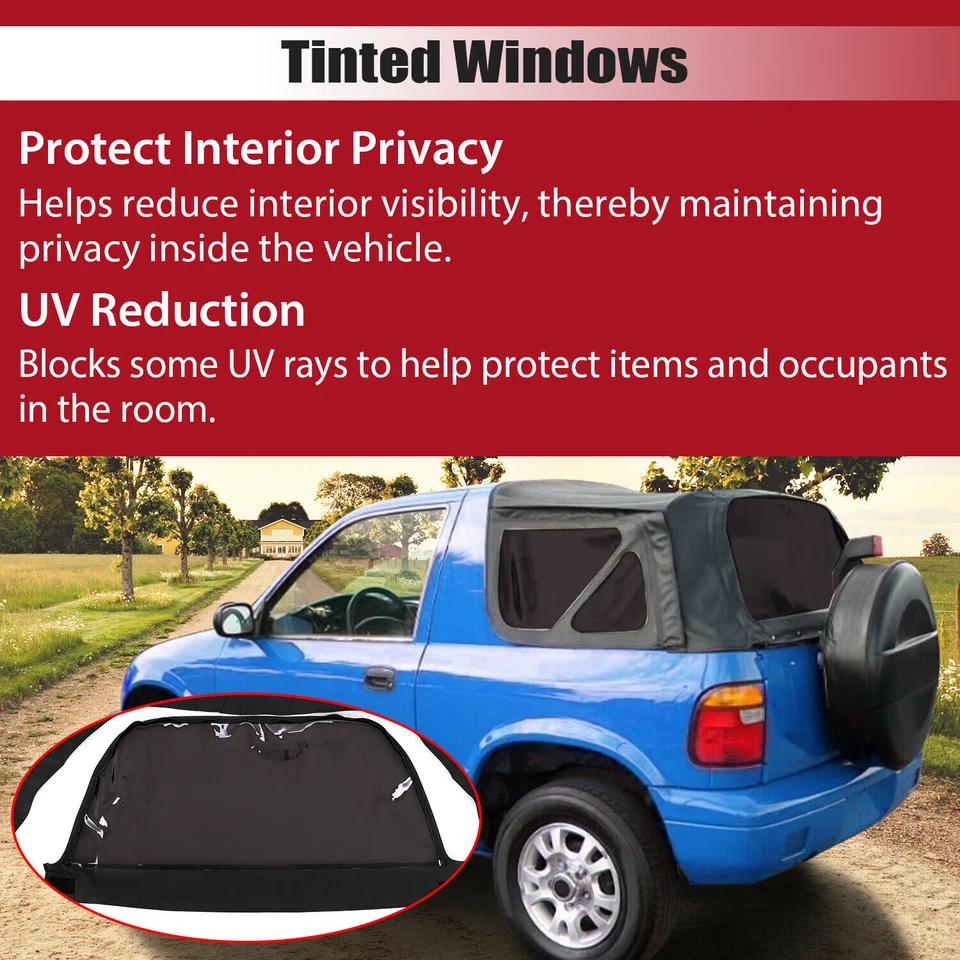 Repuesto convertible techo blando y ventana de plástico negro para Kia Sportage 1996-02 Foto 3 de 4