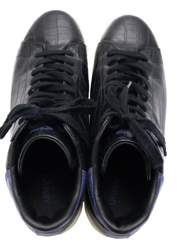 Armani Jeans Zapatillas Hombre UK 9 Tobillos Redondos Negro Cordones Casual - Imagen 4 de 13