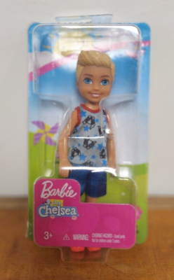 NEW Barbie Club Chelsea Blonde Boy with Dog Puppy Shirt Blue