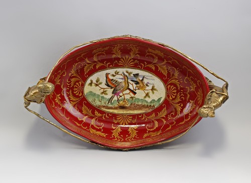 9937870-d Bowl Pheasants Female Characters Ceramics/Bronze 15 3/8x9 1/8x7 1/ - Picture 3 of 3