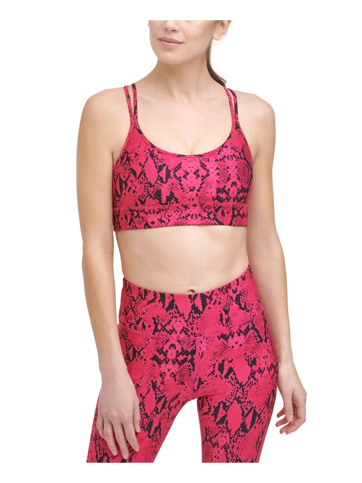 Спортивный бюстгальтер DKNY Intimates с розовыми рельефными бретельками на спине