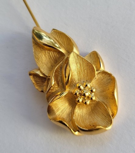 Sehr schöne GROSSE BROSCHE SCHALNADEL signiert LANVIN Vintage BLUME mit Etui - Bild 4 von 20