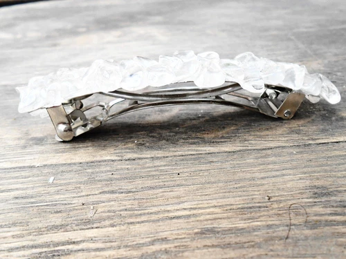 Raw Clear Quartz Barrette Rock Crystal Gemstone Hair Pin Clip Barettes 