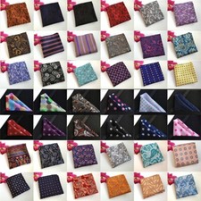 Mens Paisley Floral Stripe Polka Dot Pocket Square Handkerchief Wedding Set
