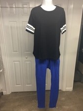 Dance Costume - Adult Medium.  Hip Hop.  Pants and Top.  Black and Royal Blue.