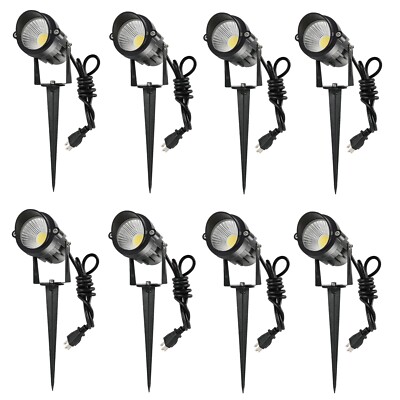 LED Landscape Light USA Plug in 3CCT Color Changing Spike Ground Spotlights 8pcs