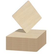 40 Pcs 2.7 x 2.7 Inch Unfinished Wood Pieces, Blank Natural Slices Wood Square