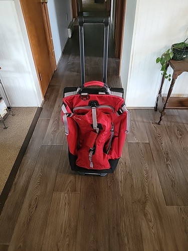 LL Bean 24" Rolling Adventure Duffle Red Travel Bag Luggage w/ Wheels - Picture 3 of 5