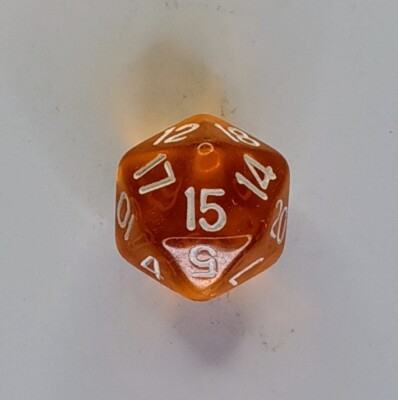 Vintage 1990s The Armory d20 RPG Die Translucent Orange/White Taiwan Mould