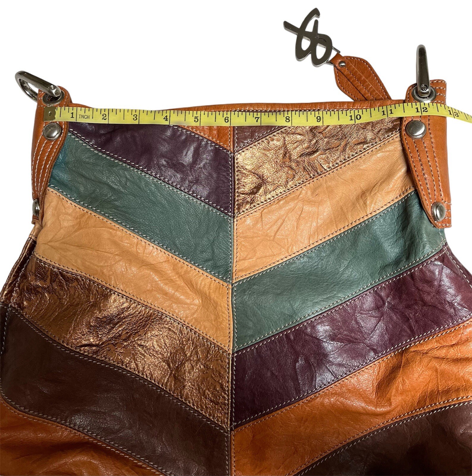 B Makowsky Leather Patchwork Convertible Shoulder… - image 17