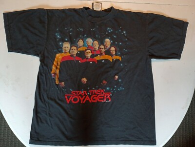 Vintage Star Trek Voyager Graphic T Shirt Mens L Creation Entertainment 1995