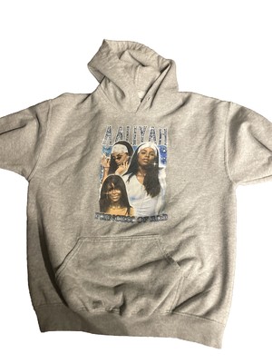 VTG Retro Official Aaliyah Women Gray Rap Hoodie Sweater Sweatshirt Medium eBay
