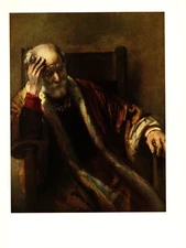 1967 Vintage REMBRANDT "AN OLD MAN IN AN ARMCHAIR" COLOR offset Lithograph Print