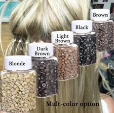 1000pcs 5mm Microlink Micro Ring Silcone Bead I-tips Hair Extension Human Hair