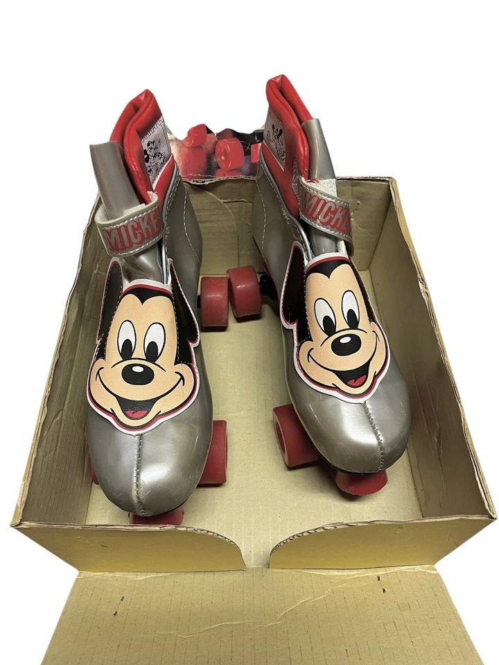 Patines Juveniles 3 Disney Mickey Mouse Plateados De Colección Gratis Antiguo CON CAJA Foto 2 de 4