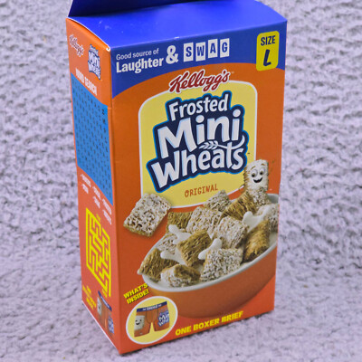 SWAG Frosted Mini Wheats Boxer Briefs Mens Large 34-36 Orange KELLOGGS Funny NWT