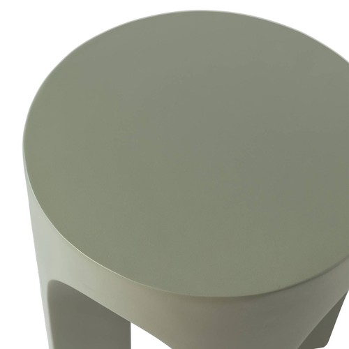 Crus Modern Round Side Table in Fiberstone with Arched Base Design - Picture 11 of 36