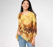 NEW LOGO BY LORI GOLDSTEIN X SMILEY WORLD SPECIAL ED RAYON 230 TOP GOLD SZ S