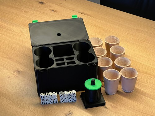 Schockbesteck mit Box + Würfel + Becher - Knobelbesteck Schocken Knobeln - Bild 18 von 24