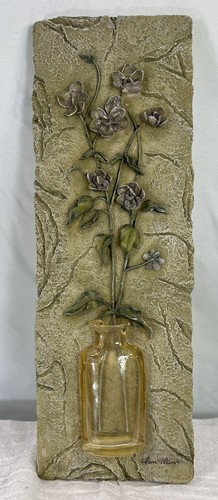 Vintage Set Of Two Cheri Blum 3D Floral Panel Wall Art Signed 9” X 3.25” - Picture 3 of 6