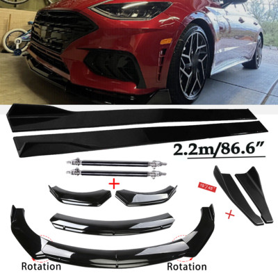 For Hyundai Sonata Front Bumper Lip Spoiler Side Skirt Rear Gloss Black Body Kit
