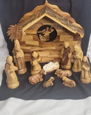 Olivewood Nativity Set Bethlehem Holy Land 12 Piece Christmas 