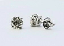 1.00 Carat G Color VS2 Clarity Genuine Diamond Stud Earrings in 14K Gold