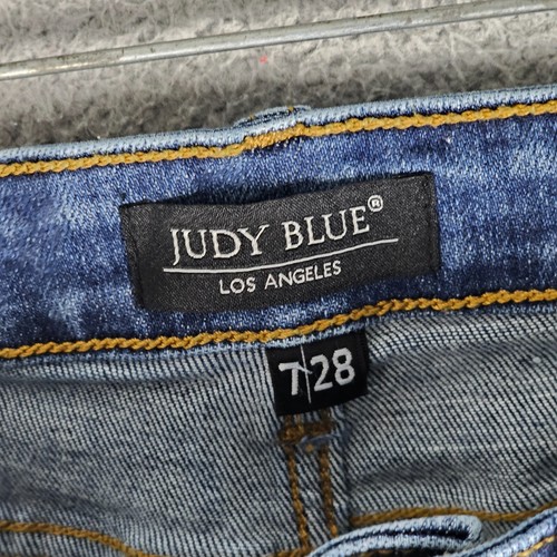 Judy Blue Jeans Womens 7/28 Blue Slim Fit Medium Wash Stretch Denim Distressed - Picture 7 of 11