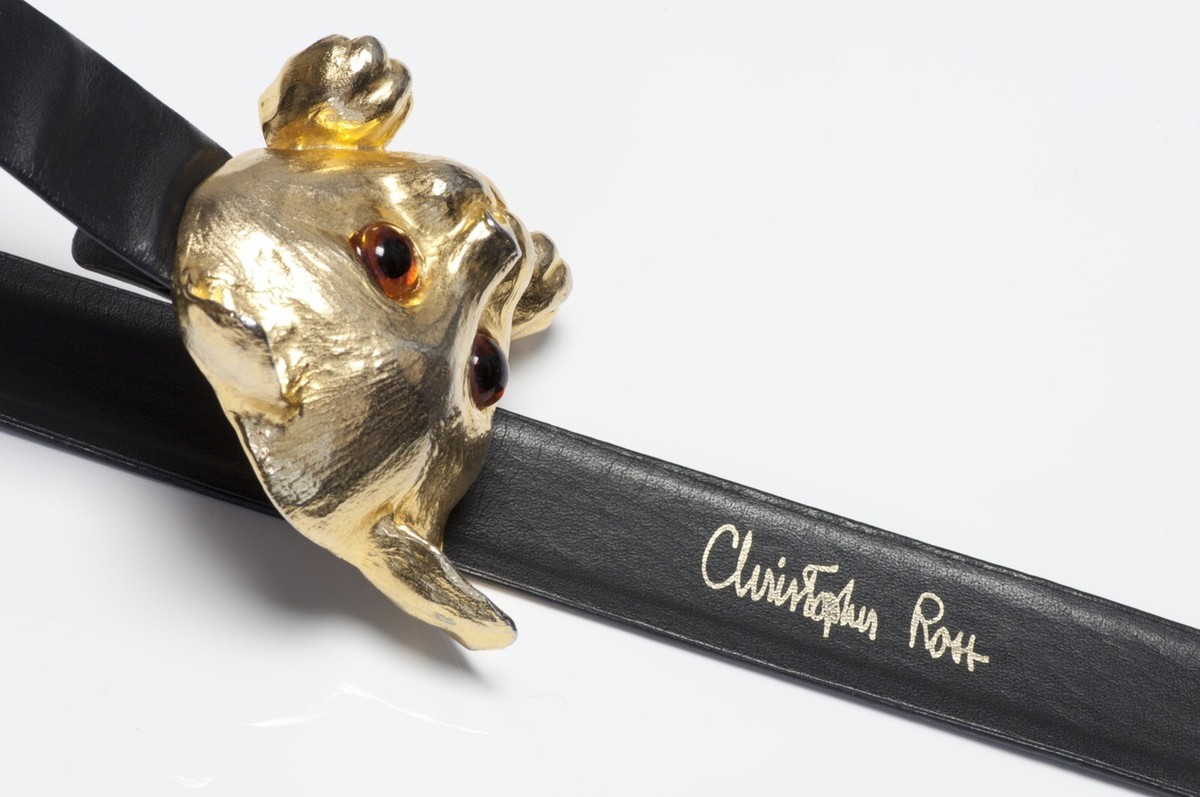1976 collectable C. Ross gold over black belt. Vintage 1970s Rare Unisex Christopher Ross Gold Toned Single  main image 3