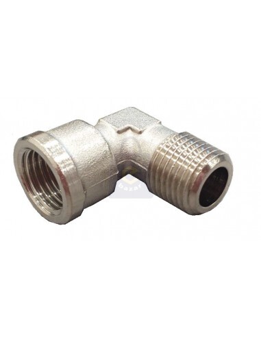Raccordo gomito in ottone filetto femmina 3/8 per filetto maschio 3/8 per depur - Foto 2 di 2