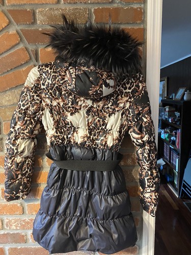 Lisa-Rella Girls' Quilted 80% Down Coat with Real Fur Trim Animal Print Sz 10 A - Picture 3 of 17