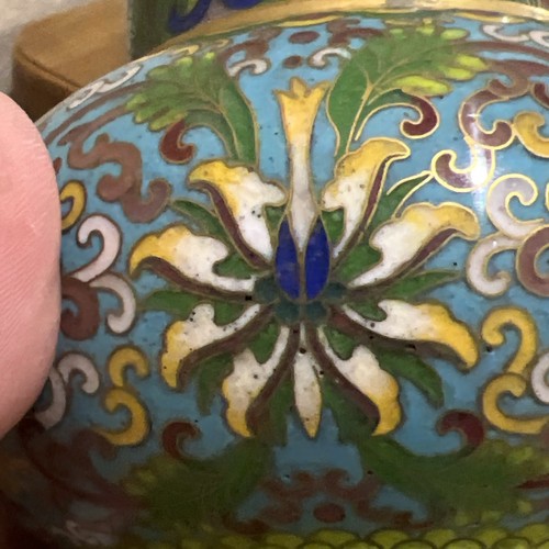 A rare perfect pair Antique Chinese Cloisonne Vase - Picture 12 of 24