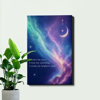 Nebula crescent moon affirmation gradient Art Print aurora sky design