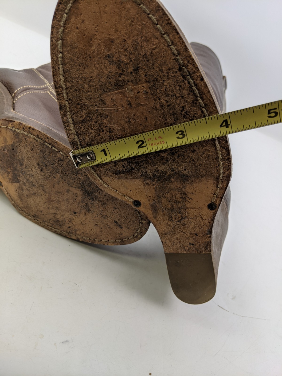 Frye Caroline Campus Boots Women Size 9.5 Brown Leather Wedge Heel Tall Riding image 9