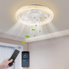 Modern Ceiling Fan with Light Flush Mount Celing Fan with Dimmable Led Light US