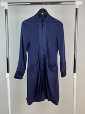 Shanghai Tang Blue Womens Silk Blend Long Cardigan Size M