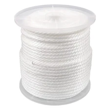 5/16 Inch 250ft White Nylon Solid Braid Rope Abrasion Resistance Low Stretch