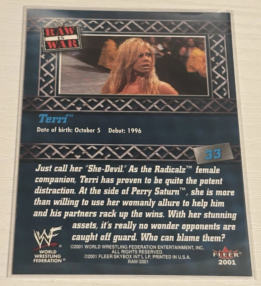 2001 Fleer WWF RAW IS WAR Trading Card #33 | Terri Runnels | WWE Wrestling Divas - Image 2 of 2