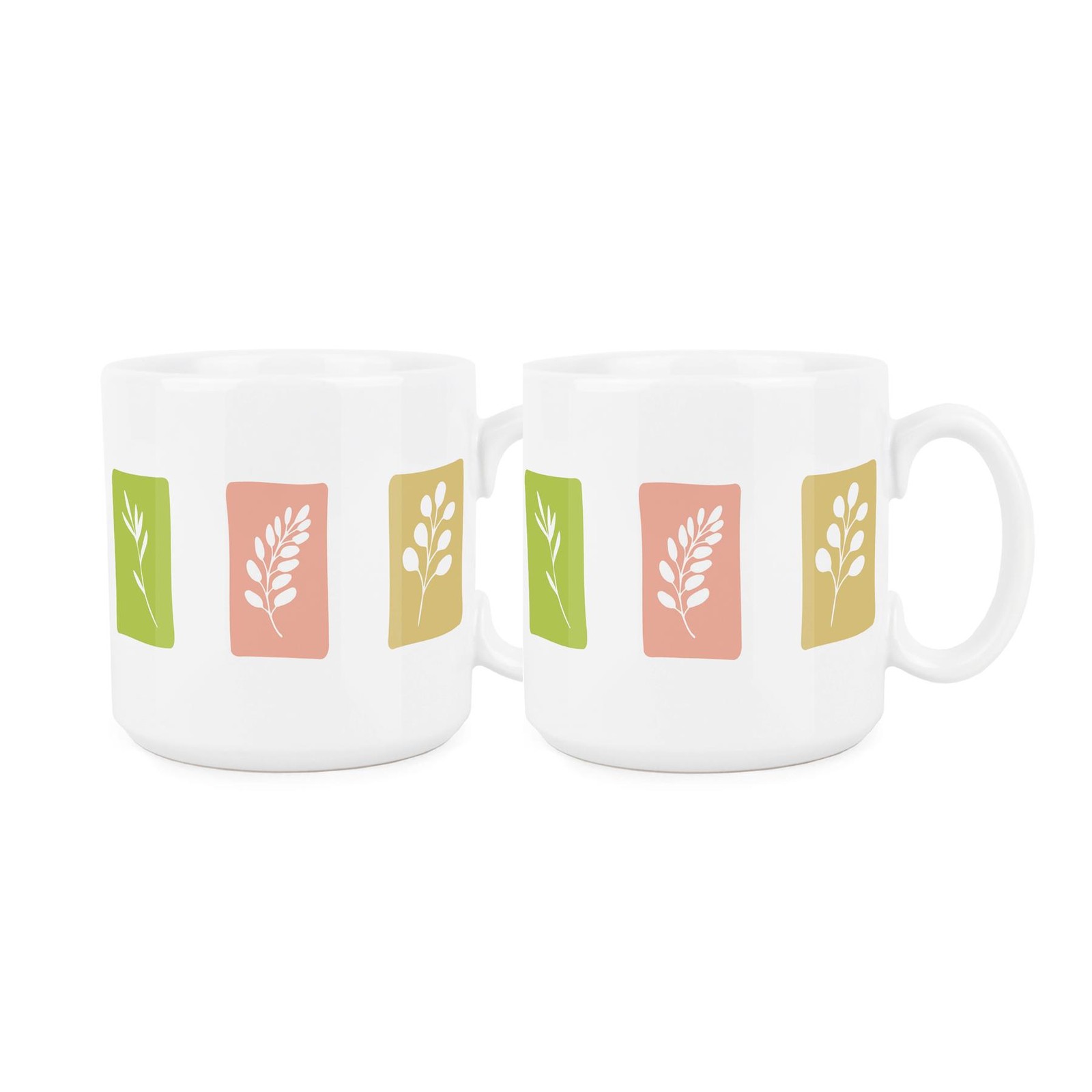 Botanical Flowers Mugs Set of 2 - Pretty Gifts for Her - Ceramic Tea/Coffee Cups