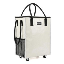 Grocery Bag Rolling Tote Bag on Wheels, Shopping Bag with Wheels Handle