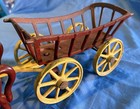 Scarce 14” HUBLEY / DENT CAST IRON HAY CART w/ Oxen On Wheels w/ Original Yokes — photo 5