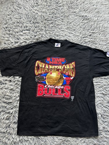 Chicago Bulls Shirt Mens XL Black 6 Time Champion NBA Logo Athletic Vintage 1998 - Picture 9 of 9