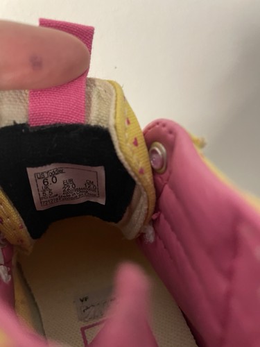 Vans Off The Wall Gr. 6 Kleinkind gelb rosa Herz Canvas hohe Schuhe Turnschuhe - Bild 5 von 5