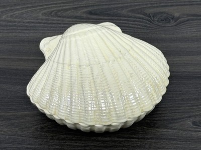 Ivory / Cream Ceramic Clam Shell Trinket Box, Ceramic Clam Shell Trinket Dish