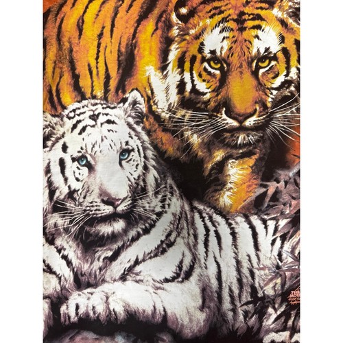 The Mountain 2001 Big Cats Vintage Tie-Dye T-Shirt White Tiger Size 3XL - Picture 2 of 3