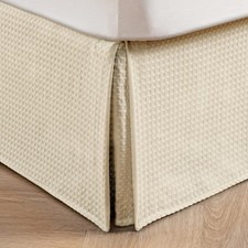 MIYE Pleated Waffle Weave Bed Skirt, Tailored Dust Ruffle 12 Inch Drop Easy F...