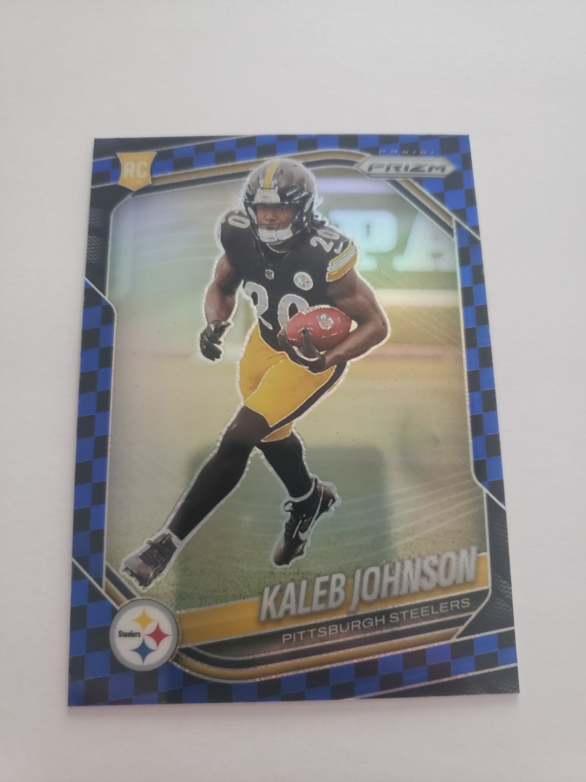 2025 Panini Prizm KALEB JOHNSON Blue & Black Checkerboard SP Steelers RC #375